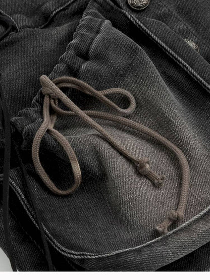 Vintage-Washed Slightly Stretch Denim Shorts【s0000014427】