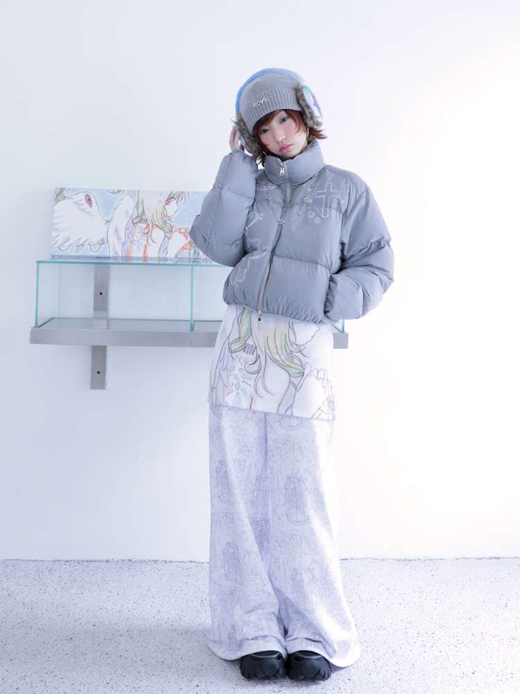 Dreamcore Blue Gray Reversible Padded Jacket【s0000014698】