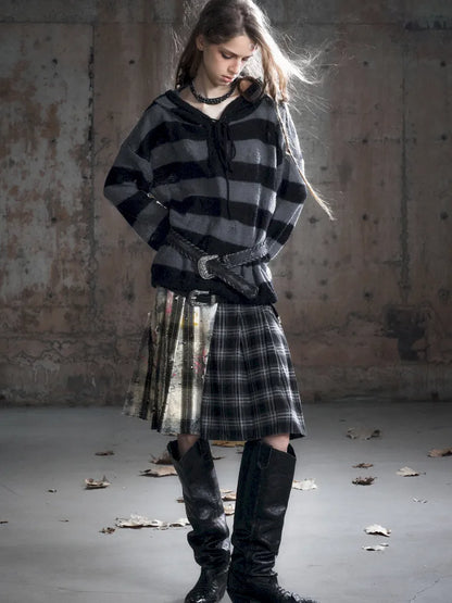 Checkered Belt Pleated Skirt【s0000013962】