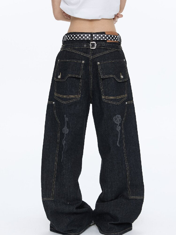 Stud Washed Two Tone Raw Jeans【s0000016398】