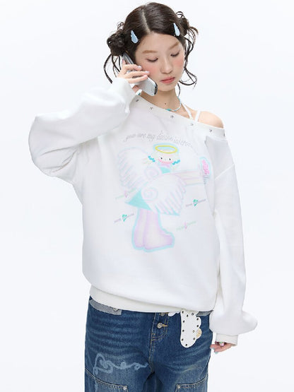 White Star Bead Shoulder Sweatshirt【s0000016384】