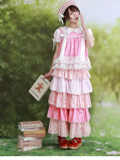 Pink Polka Dot Cake Skirt Pants【s0000016553】