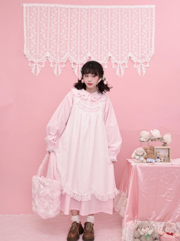 Round Neck Embroidered Pink Lace Dress【s0000013494】