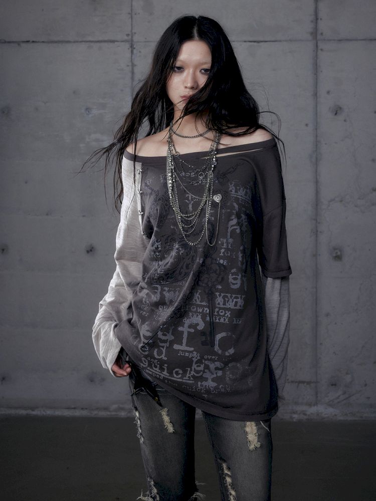 One-shoulder long-sleeved T-shirt【s0000013468】