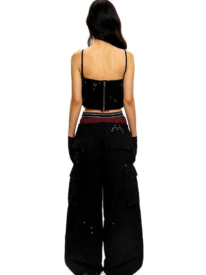 College Bandeau Suspender Pants【s0000016438】