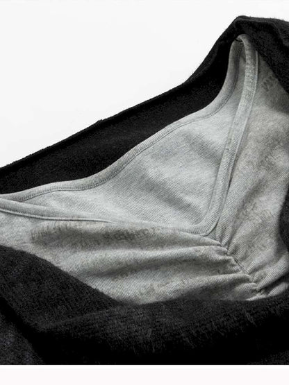 Striped Distressed Hooded Top【s0000014674】