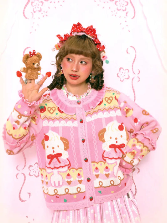 Sweet Pink Knit Cardigan Jacket【s0000014164】