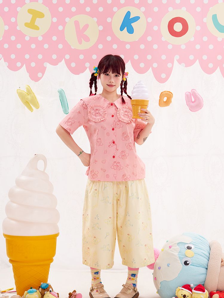 Animal Angel Bunny Collar Pink Shirt【s0000013190】