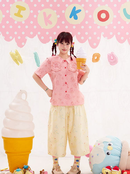 Animal Angel Bunny Collar Pink Shirt【s0000013190】