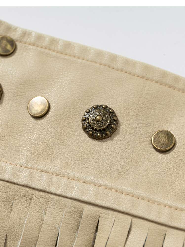 Heavy-Duty Fringe Wide Leather Belt【s0000014476】