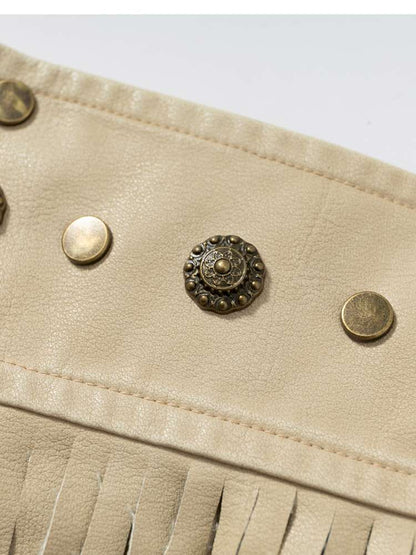 Heavy-Duty Fringe Wide Leather Belt【s0000014476】