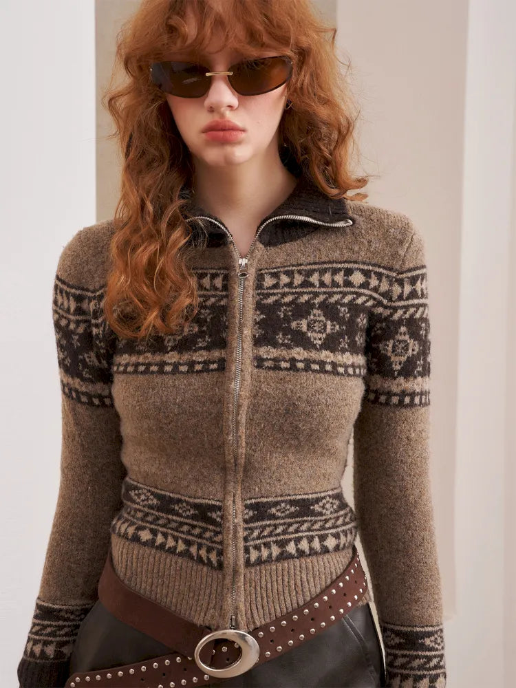 Fairy Island Jacquard Long Sleeve Knit Cardigan【s0000014073】