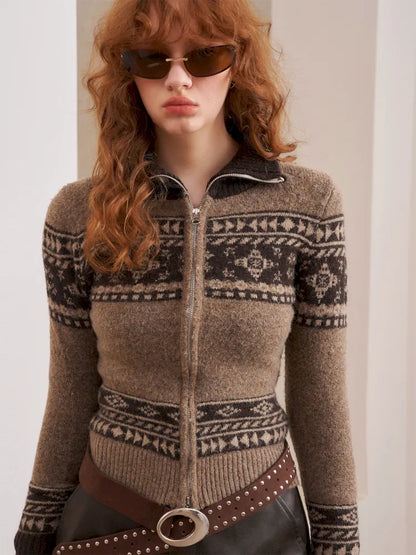 Fairy Island Jacquard Long Sleeve Knit Cardigan【s0000014073】