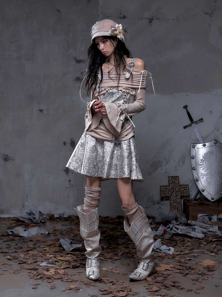 Vintage Punk Patchwork Knit Dress【s0000014651】