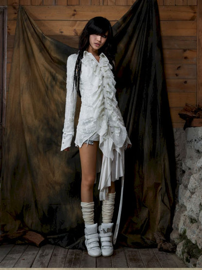 Ruffled Asymmetric Cardigan【s0000013897】