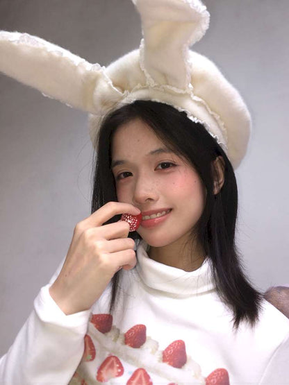 Strawberry Cake Print High-Neck T-Shirt【s0000014530】