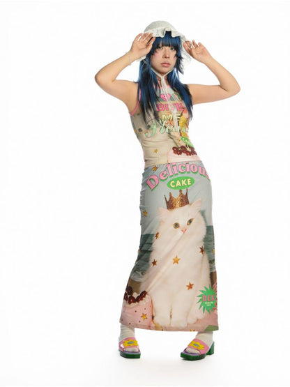 Y2K Stretch Casual Halter Long Skirt【s0000013521】