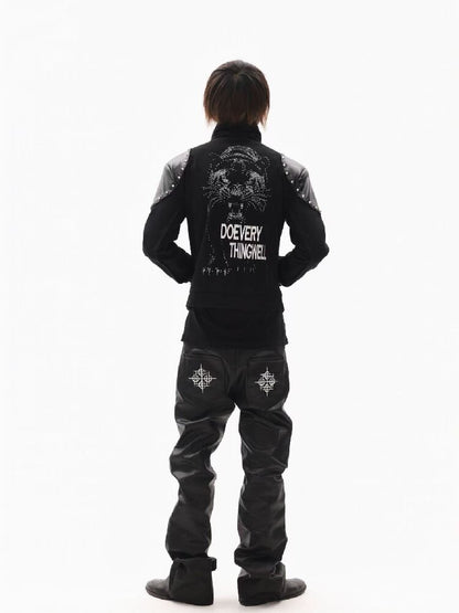 Leather Armor Rivet Canvas Jacket【s0000018352】