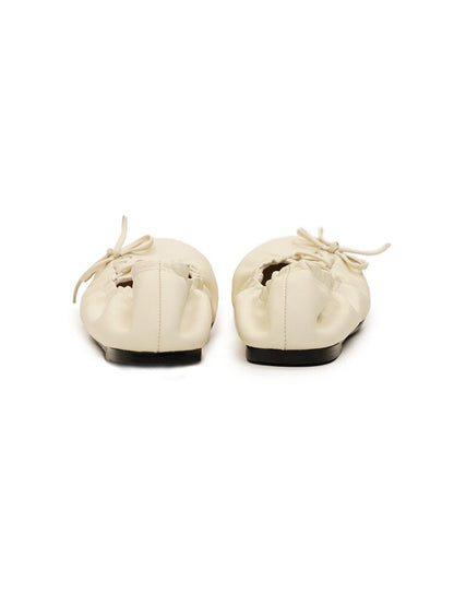 Leather Diagonal Bow Ballet Flats【s0000017935】