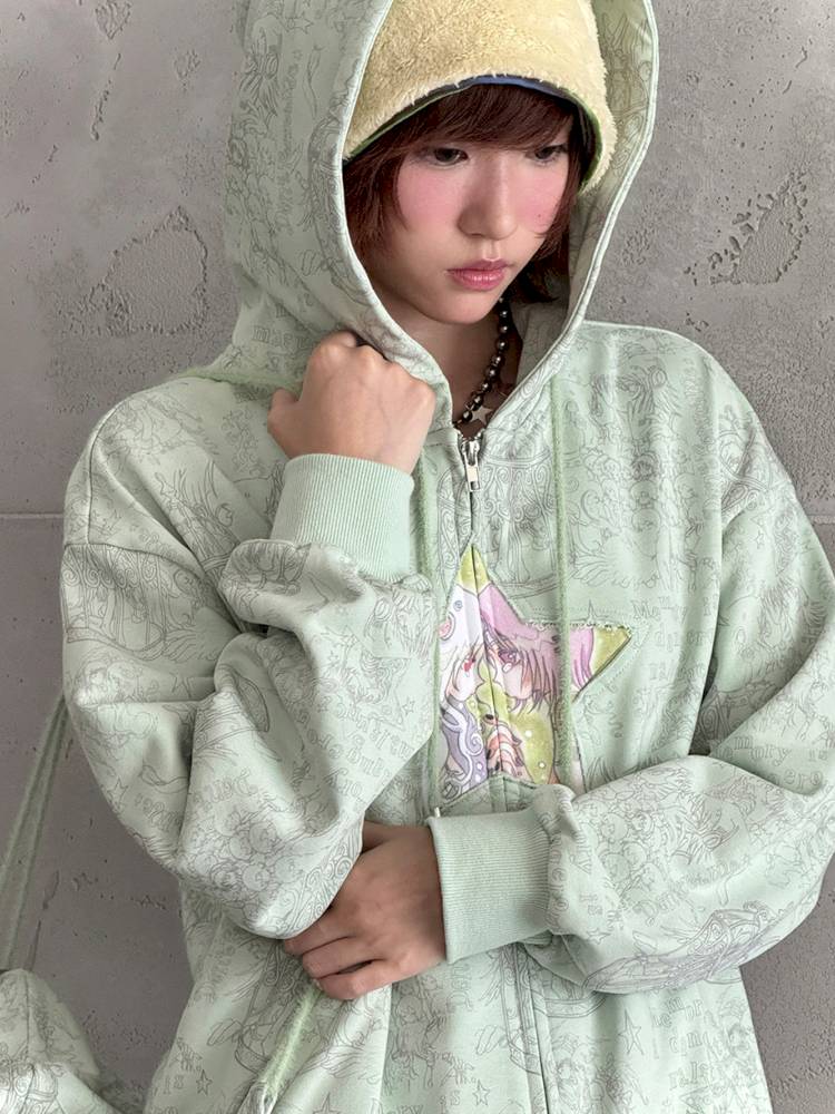 Star-Print Hooded Sweatshirt【s0000014437】