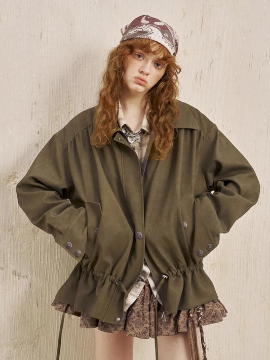 Solid-Color Long-Sleeve Oversized Jacket【s0000014074】