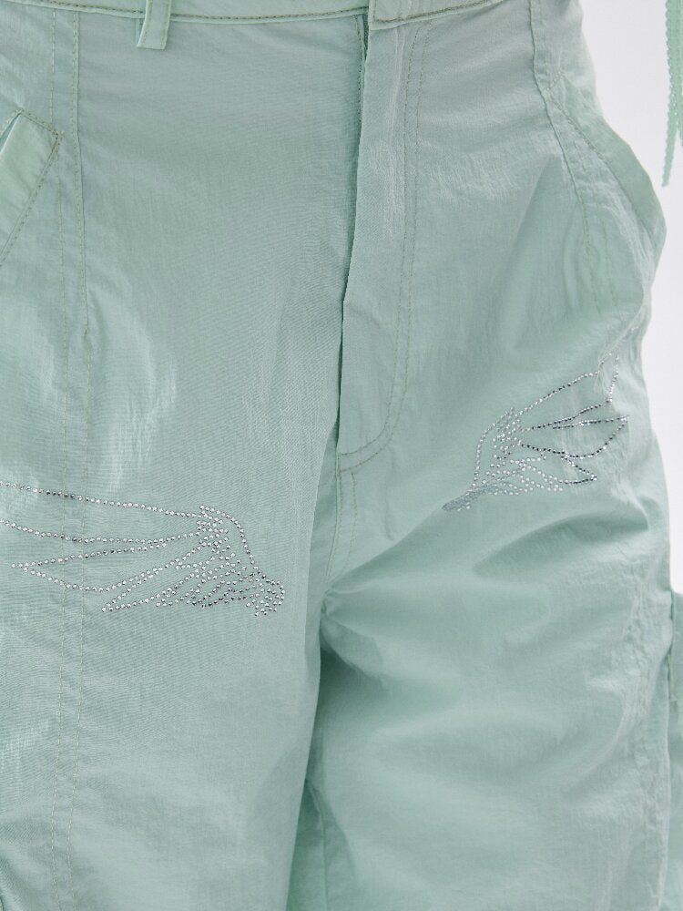 Mint Green Rhinestone Casual Pants【s0000017636】