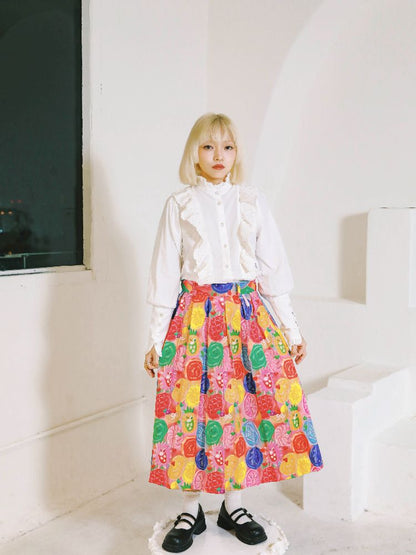 COLORFUL UNIFORM PLEATED HALF SKIRT [S0000010907]