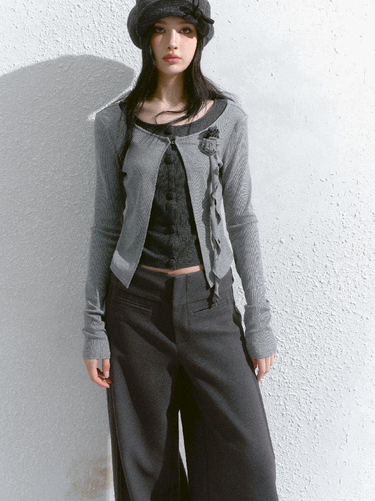 Round neck wool knit cardigan【s0000012139】