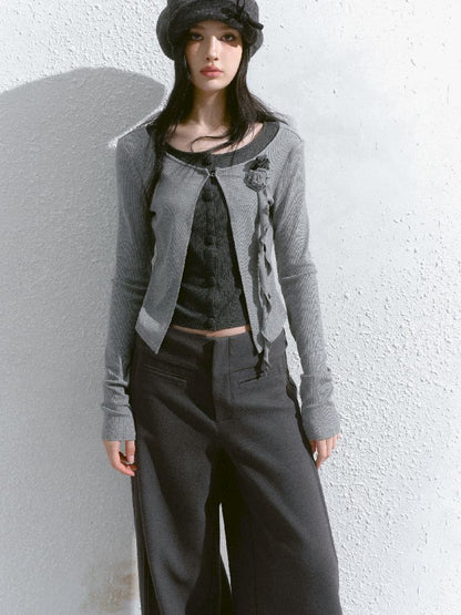 Round neck wool knit cardigan【s0000012139】