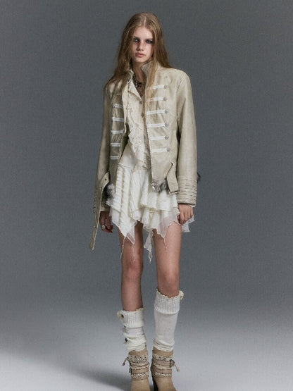 Plush Knit Lace Ruffle Irregular Dress【s0000019244】