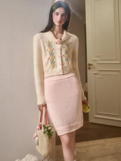 Knit Cardigan Skirt Set【s0000014332】