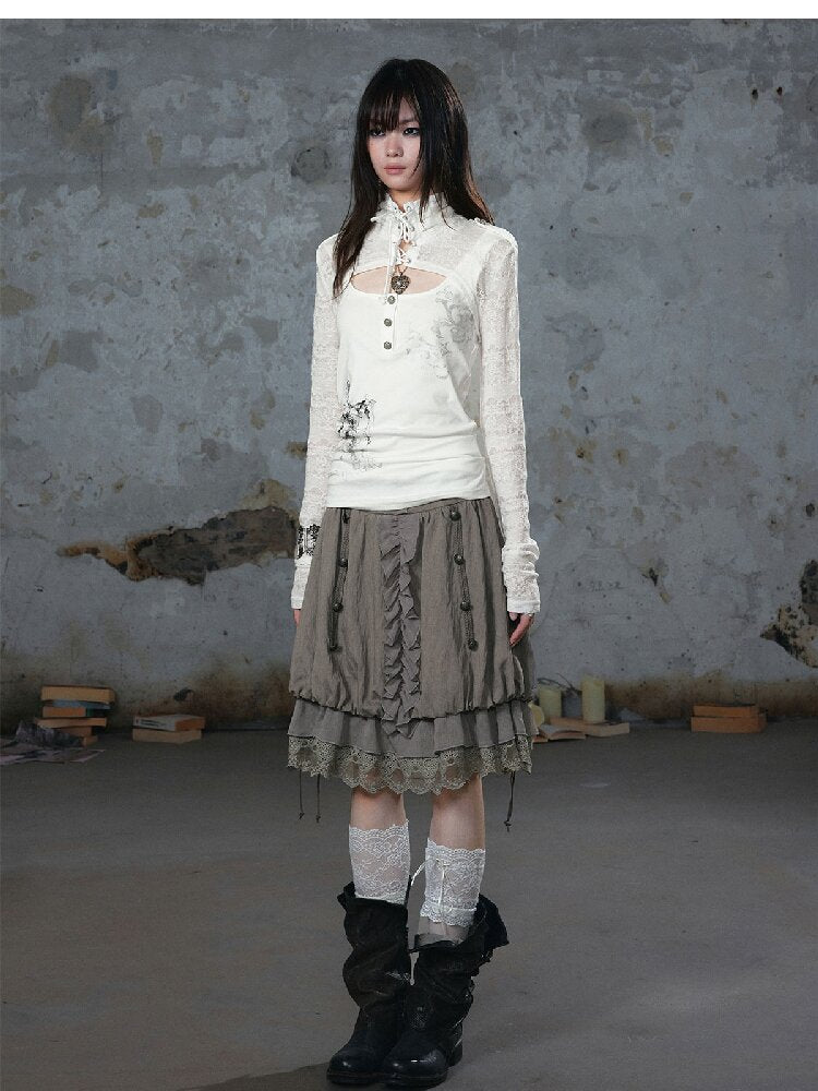 Silver Foil Fake Two-Piece Shirt【s0000018100】