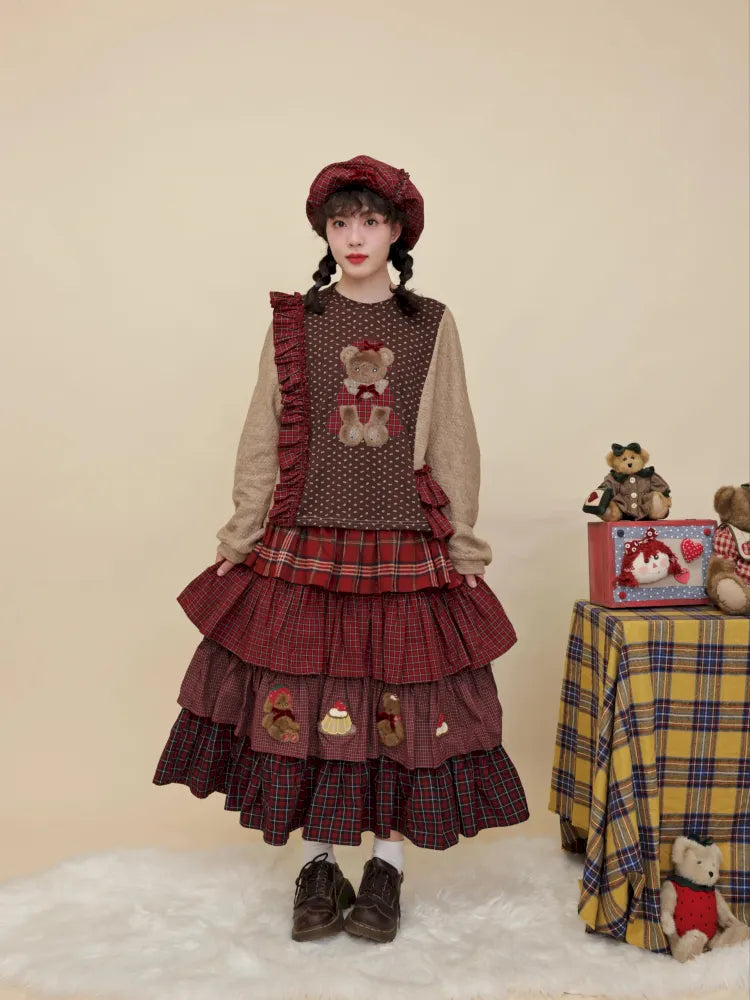 Embroidered lace-trim knit sweater【s0000014173】