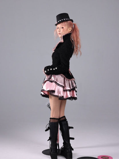 Black Sweet Woolen Tunic Jacket【s0000016224】