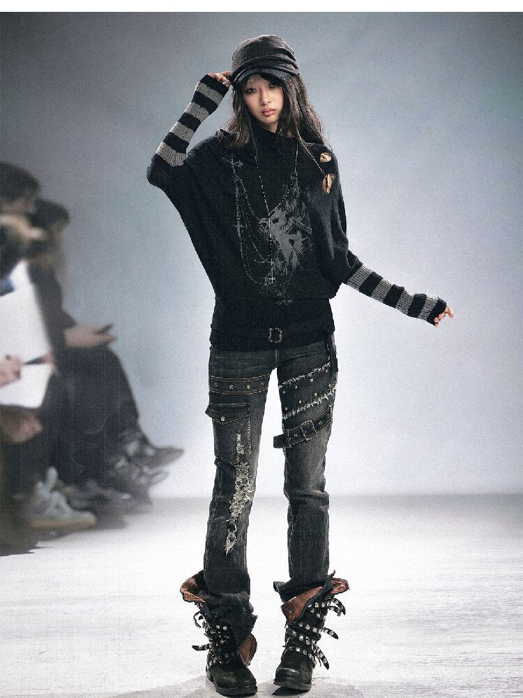 Splicing Hole Grunge Straight Jeans【s0000016284】