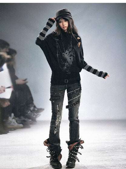 Splicing Hole Grunge Straight Jeans【s0000016284】