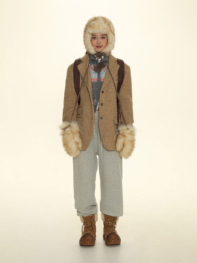 Knitted plush gloves 【s0000006016】