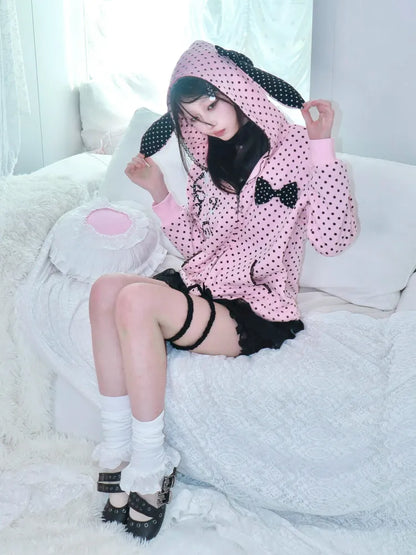 Lightweight Fleece Hoodie with Bunny Ears【s0000013970】