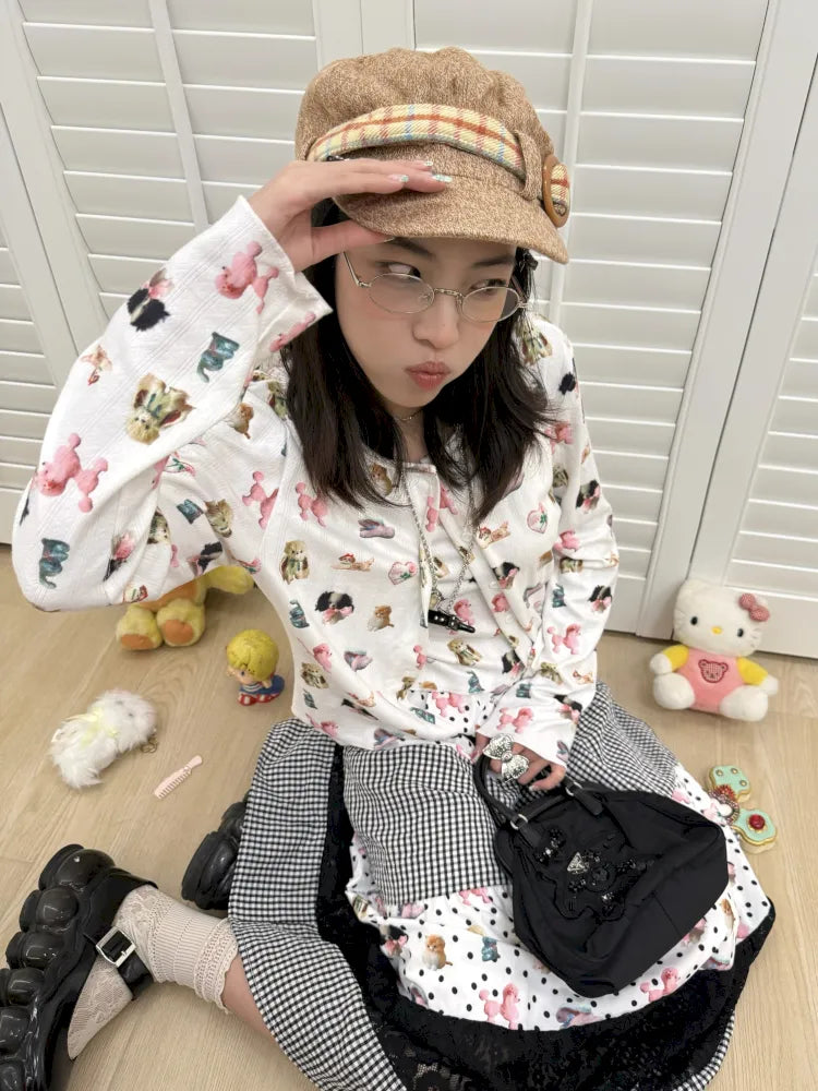 Long-Sleeve Printed Cardigan Top【s0000013973】