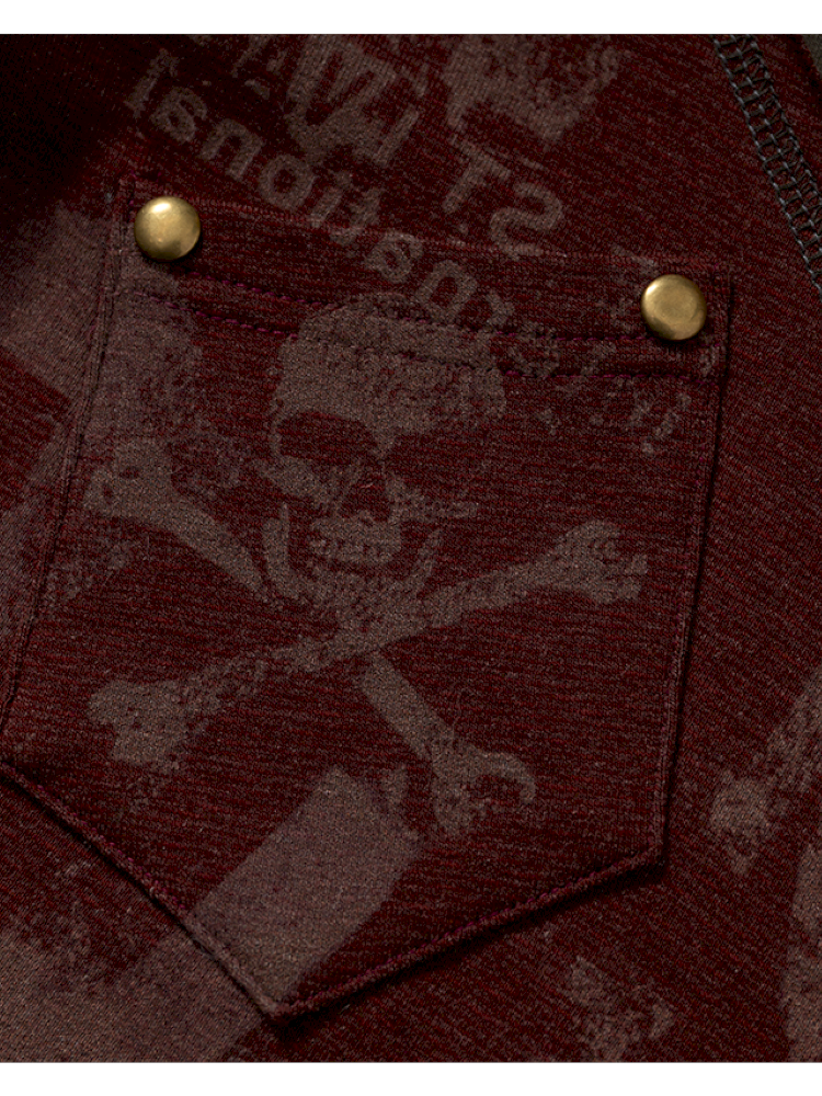 Retro Punk V-Neck Stretch T-Shirt【s0000014928】