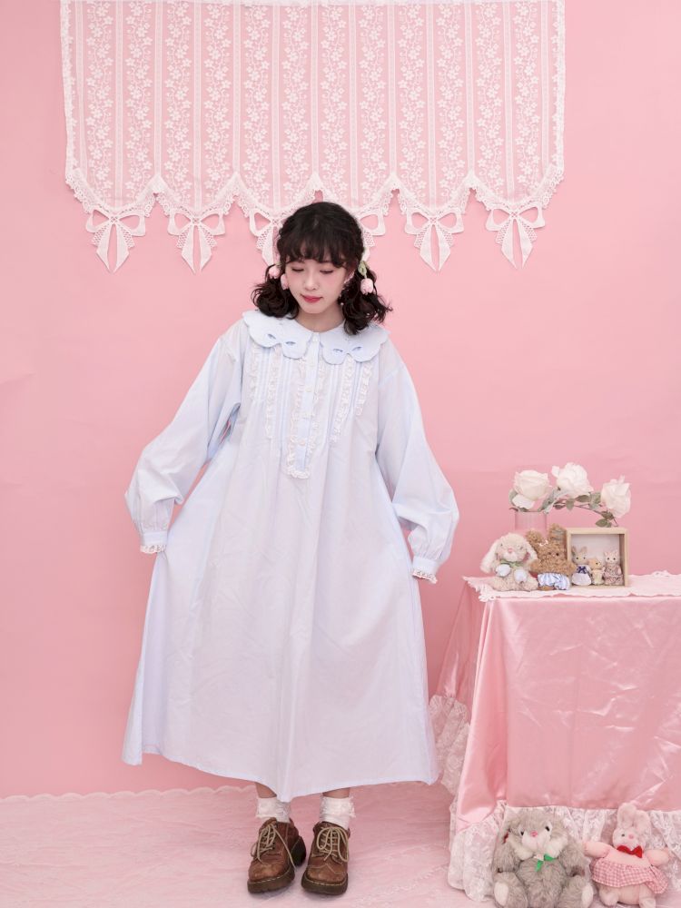Round Neck Embroidered Blue Lace Dress【s0000013493】