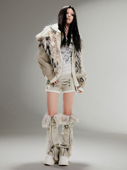 Fake Two Piece Pu Leather Jacket【s0000011252】