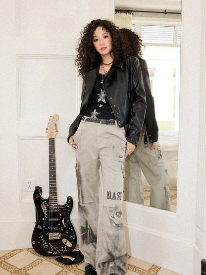 Sleek Rock Star Leather Jacket【s0000017903】