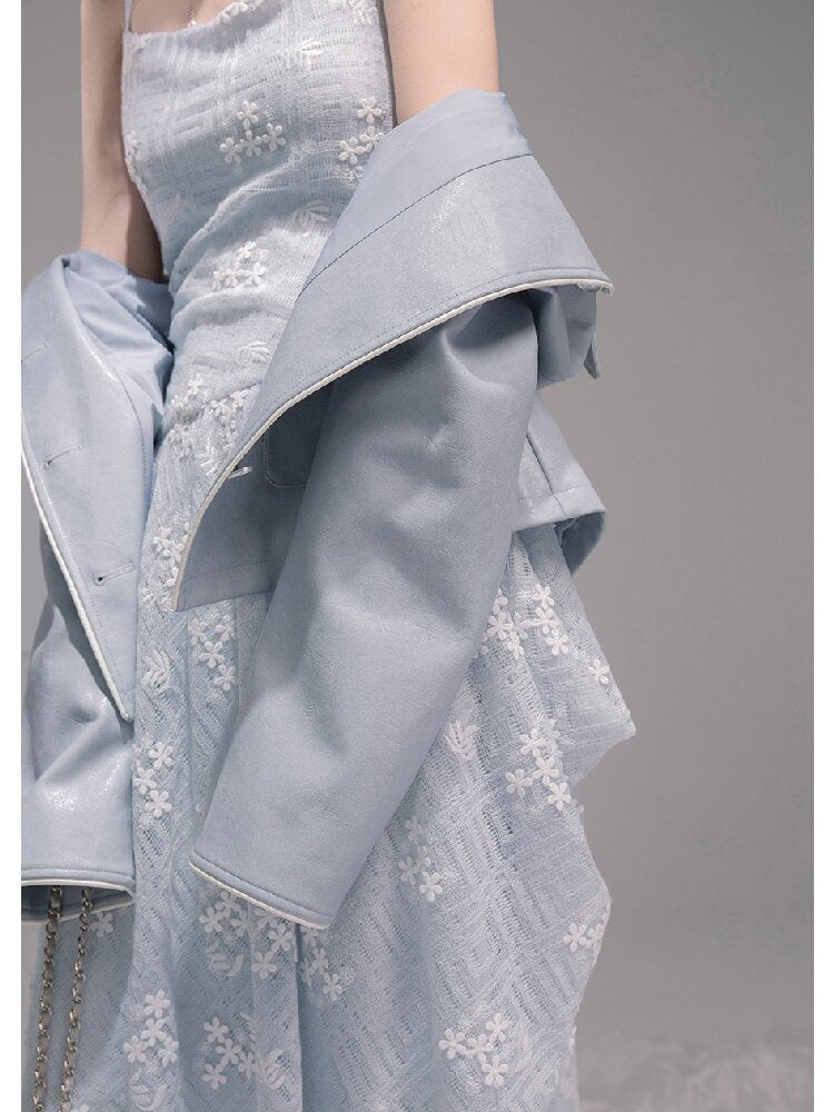 Detachable Lace Waist Leather Jacket【s0000015745】