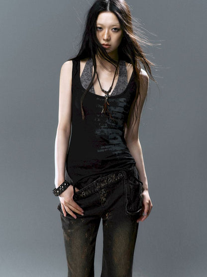 Overlay neck camisole undershirt【s0000012643】