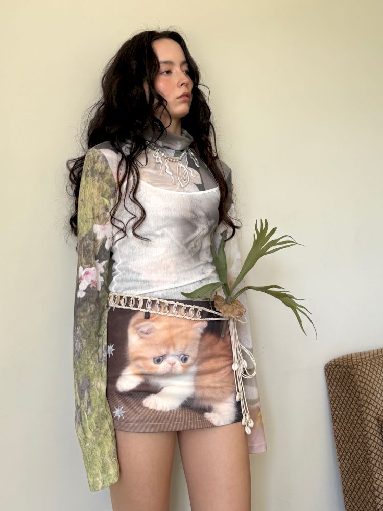 See-through mesh long sleeve sunscreen top【s0000013515】