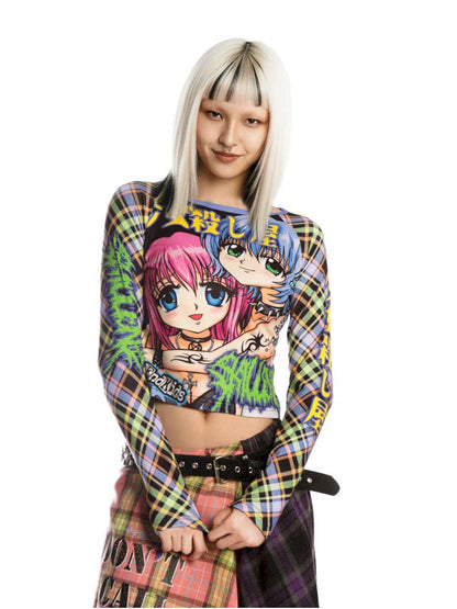 Sweet Cool Y2K Subculture Print Short Top【s0000014907】