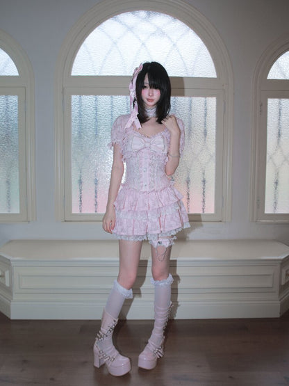 Heavy Craft Pearl Bow Cake Dress【s0000017522】