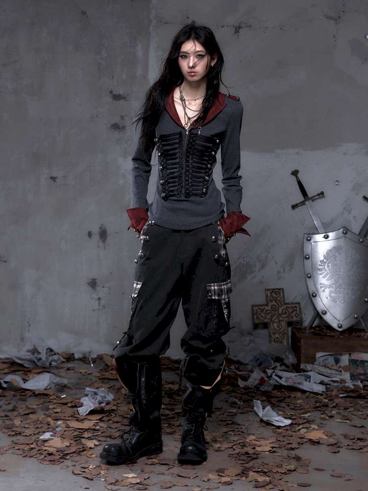 Vintage Punk Knight Slim Fit Shirt【s0000014652】