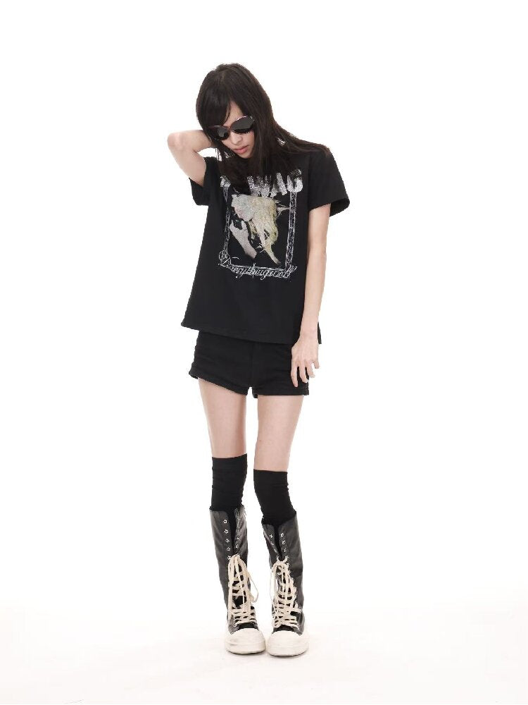 Portrait Diamond Print Crew Tee【s0000018217】